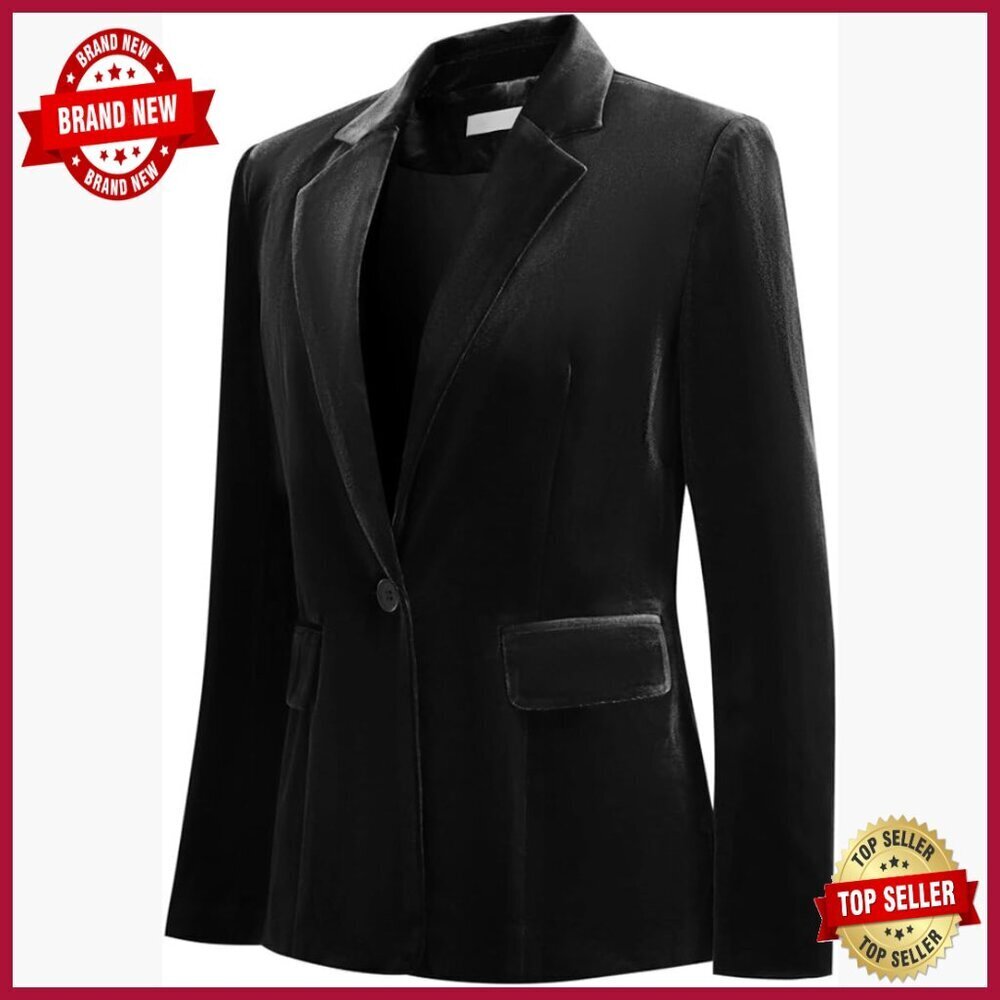 Velvet Blazer Slim Fit 1 Button Lapel Office Dress Coat